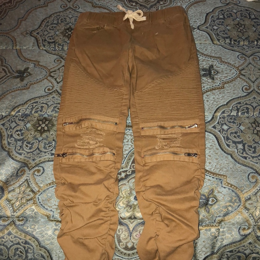 Beige ruched Joggers